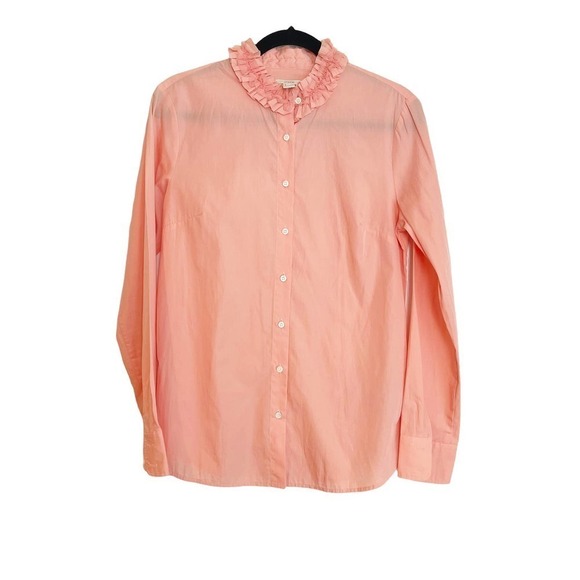 J. CREW Women's Peach Button Down Shirt Blouse Long Sleeve Size M - Picture 4 of 8